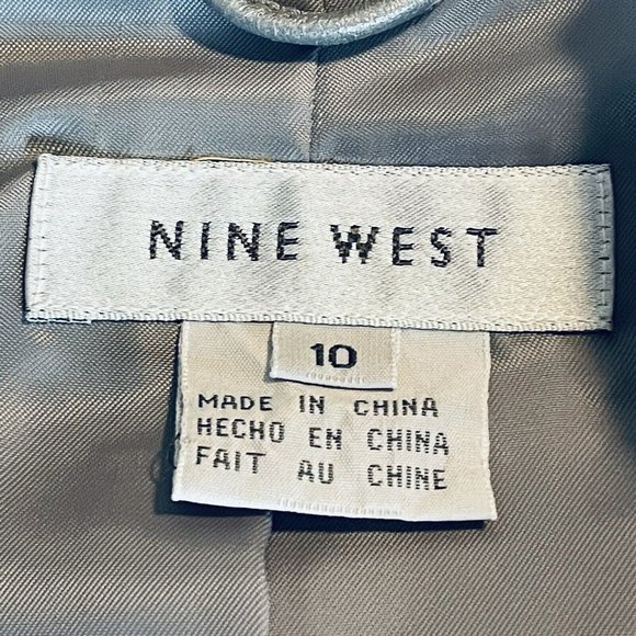 NINE WEST Women's Silver Real Leather Full Zip up Jacket Size 10 - Picture 5 of 10